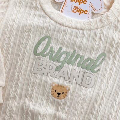 Conj. Casaco Original Brand e Calça de Moletom - Off White e Verde